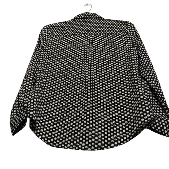 Liverpool Black and White Allover Print Button Up Top With Double Flap Pockets - Picture 5 of 15